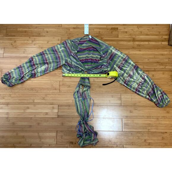 Urban Outfitters New Kary Keyhole Tie-Back Top Blouse Sz Large Multicolor Women - Picture 3 of 5